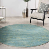 6' X 6' Blue And Green Round Striped Non Skid Indoor Outdoor Area Rug - Homeroots - Flyclothing LLC