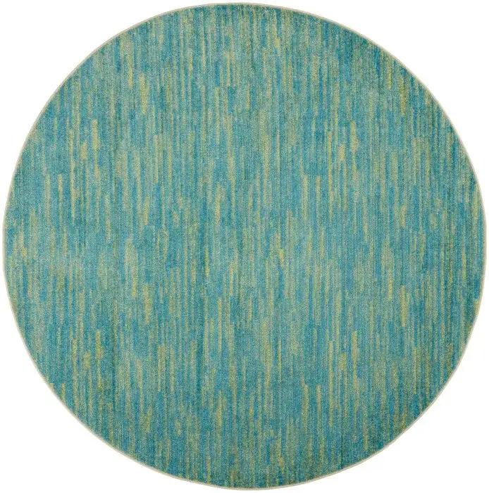 6' X 6' Blue And Green Round Striped Non Skid Indoor Outdoor Area Rug - Homeroots