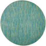 6' X 6' Blue And Green Round Striped Non Skid Indoor Outdoor Area Rug - Homeroots