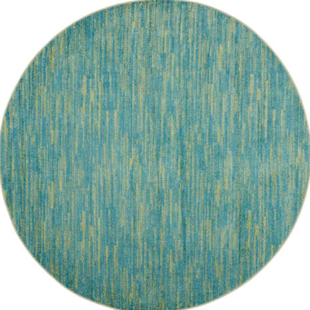 6' X 6' Blue And Green Round Striped Non Skid Indoor Outdoor Area Rug - Homeroots - Flyclothing LLC