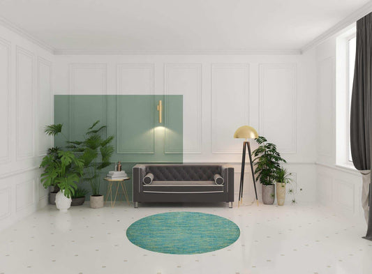 6' X 6' Blue And Green Round Striped Non Skid Indoor Outdoor Area Rug - Homeroots - Flyclothing LLC