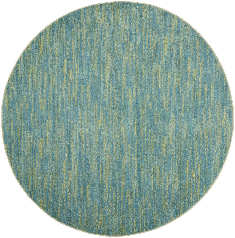 6' X 6' Blue And Green Round Striped Non Skid Indoor Outdoor Area Rug - Homeroots - Flyclothing LLC