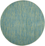 6' X 6' Blue And Green Round Striped Non Skid Indoor Outdoor Area Rug - Homeroots