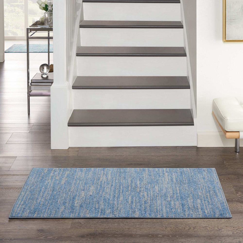2' X 4' Blue And Grey Striped Non Skid Indoor Outdoor Runner Rug - Homeroots - Flyclothing LLC