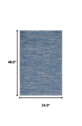2' X 4' Blue And Grey Striped Non Skid Indoor Outdoor Runner Rug - Homeroots - Flyclothing LLC