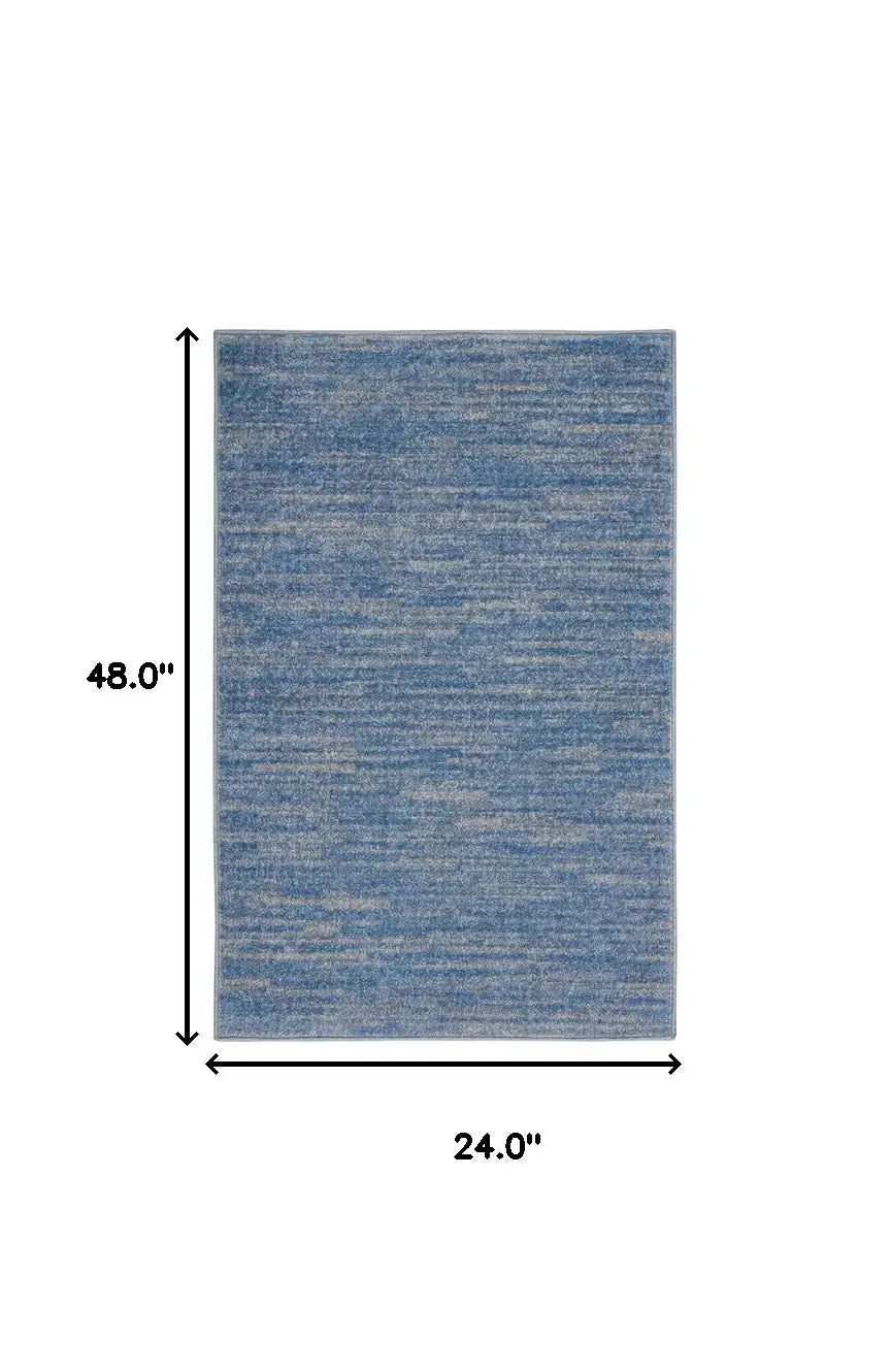 2' X 4' Blue And Grey Striped Non Skid Indoor Outdoor Runner Rug - Homeroots - Flyclothing LLC
