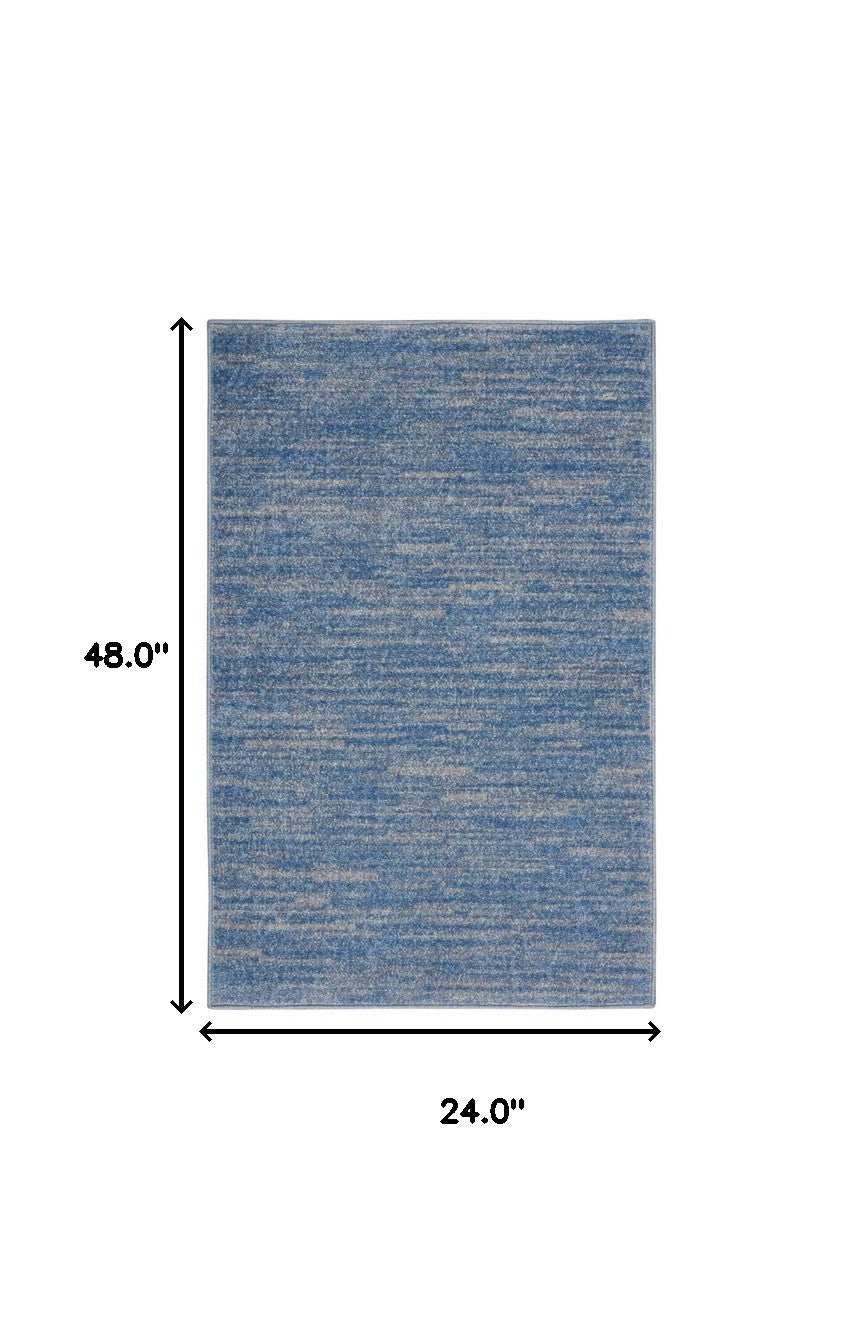 2' X 4' Blue And Grey Striped Non Skid Indoor Outdoor Runner Rug - Homeroots - Flyclothing LLC