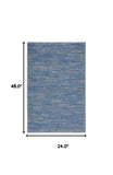 2' X 4' Blue And Grey Striped Non Skid Indoor Outdoor Runner Rug - Homeroots - Flyclothing LLC