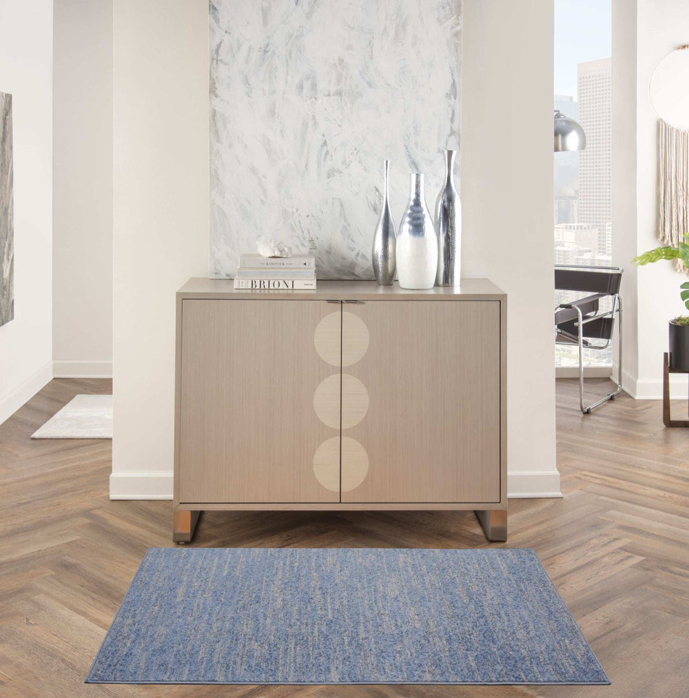 3' X 5' Blue And Grey Striped Non Skid Indoor Outdoor Area Rug - Homeroots - Flyclothing LLC