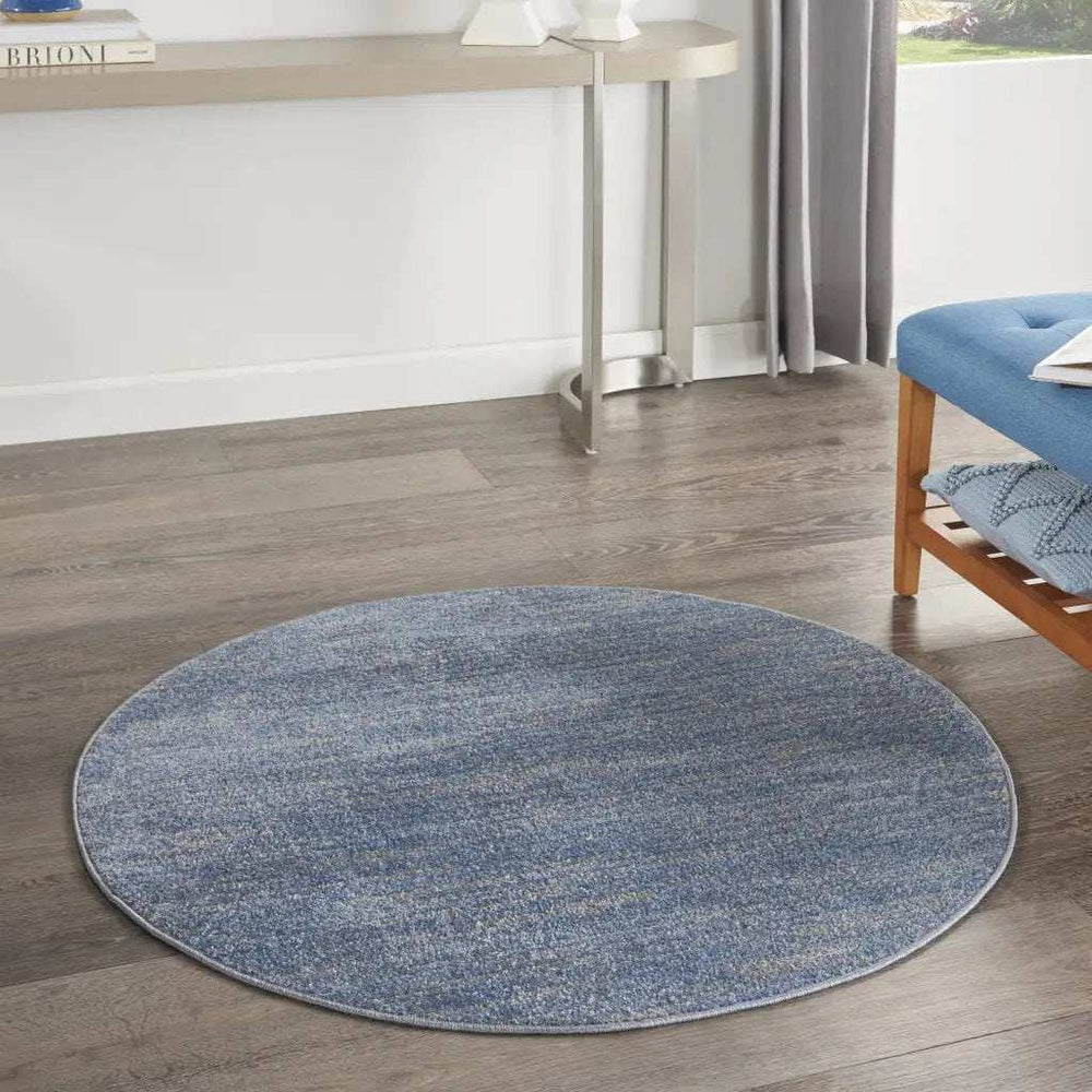 4' Blue And Grey Round Striped Non Skid Indoor Outdoor Area Rug - Homeroots - Flyclothing LLC