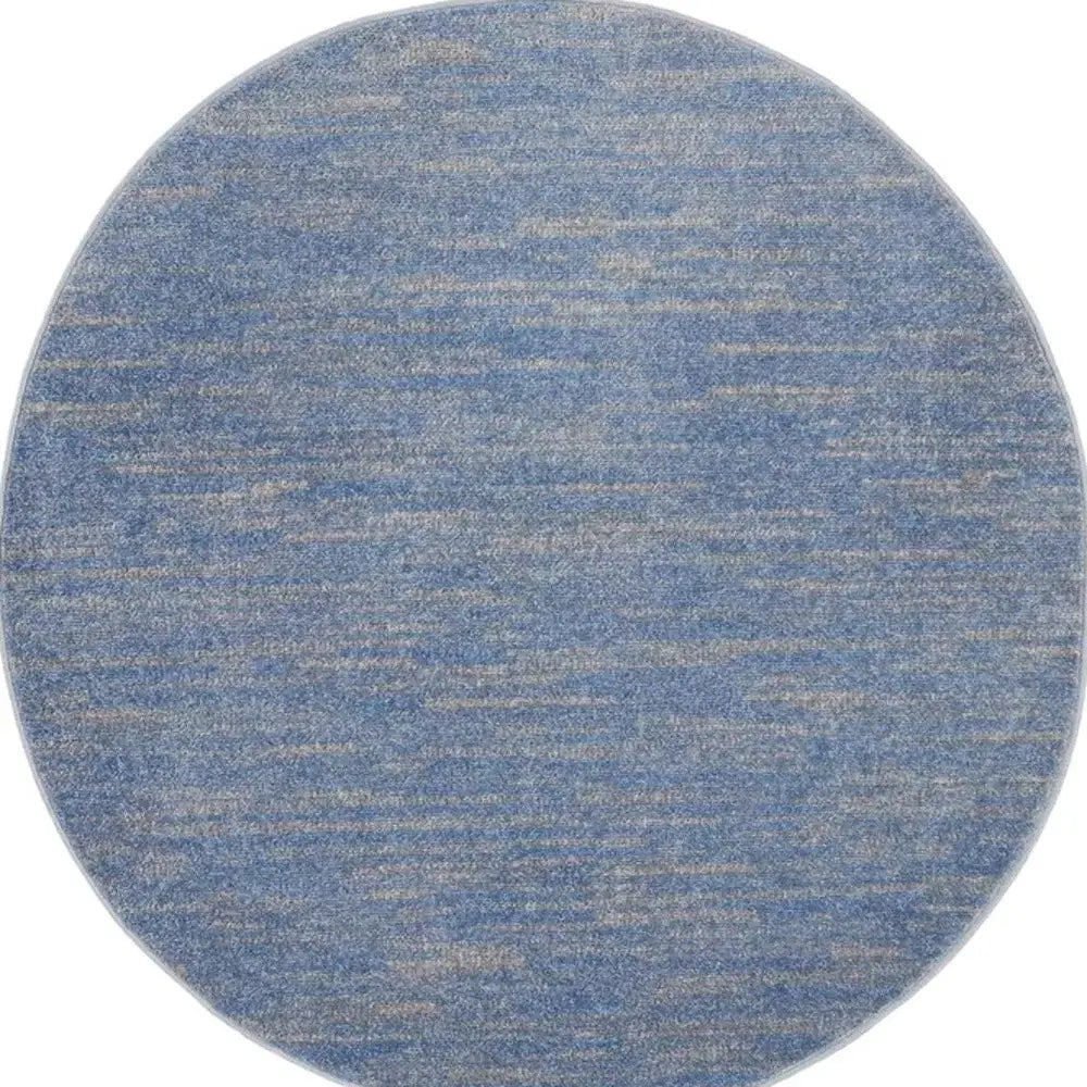 4' Blue And Grey Round Striped Non Skid Indoor Outdoor Area Rug - Homeroots - Flyclothing LLC
