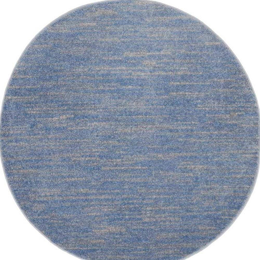 4' Blue And Grey Round Striped Non Skid Indoor Outdoor Area Rug - Homeroots - Flyclothing LLC
