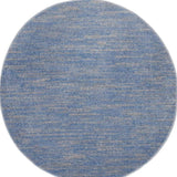 4' Blue And Grey Round Striped Non Skid Indoor Outdoor Area Rug - Homeroots