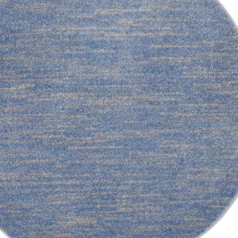 4' Blue And Grey Round Striped Non Skid Indoor Outdoor Area Rug - Homeroots - Flyclothing LLC
