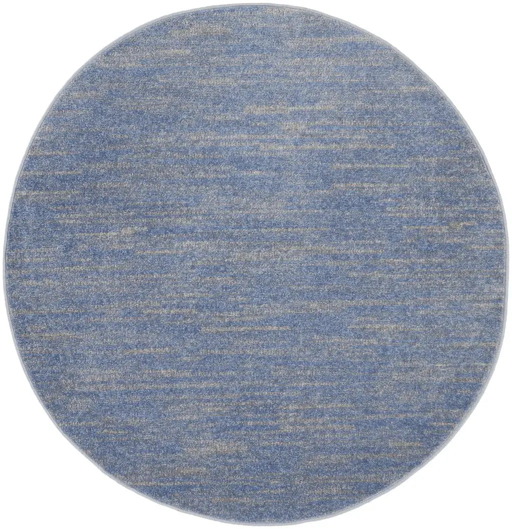 4' Blue And Grey Round Striped Non Skid Indoor Outdoor Area Rug - Homeroots - Flyclothing LLC