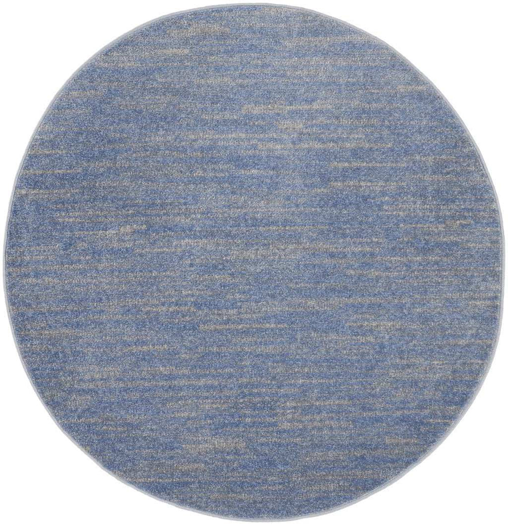 4' Blue And Grey Round Striped Non Skid Indoor Outdoor Area Rug - Homeroots - Flyclothing LLC