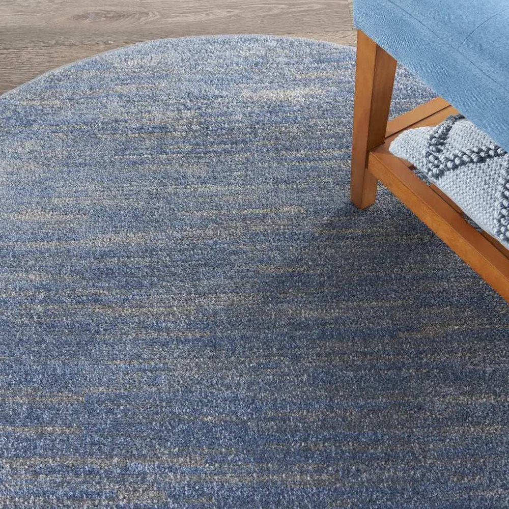 4' Blue And Grey Round Striped Non Skid Indoor Outdoor Area Rug - Homeroots - Flyclothing LLC