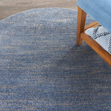 4' Blue And Grey Round Striped Non Skid Indoor Outdoor Area Rug - Homeroots