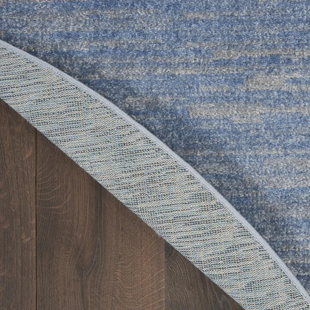 6' X 6' Blue And Grey Round Striped Non Skid Indoor Outdoor Area Rug - Homeroots - Flyclothing LLC