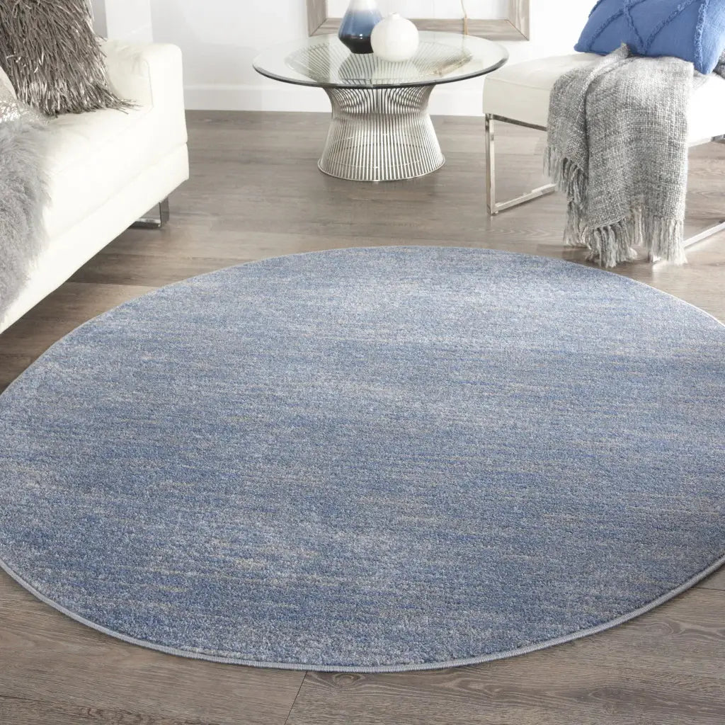 6' X 6' Blue And Grey Round Striped Non Skid Indoor Outdoor Area Rug - Homeroots - Flyclothing LLC