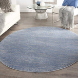 6' X 6' Blue And Grey Round Striped Non Skid Indoor Outdoor Area Rug - Homeroots - Flyclothing LLC