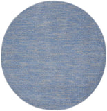 6' X 6' Blue And Grey Round Striped Non Skid Indoor Outdoor Area Rug
