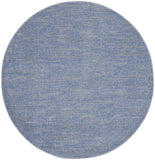 6' X 6' Blue And Grey Round Striped Non Skid Indoor Outdoor Area Rug - Homeroots