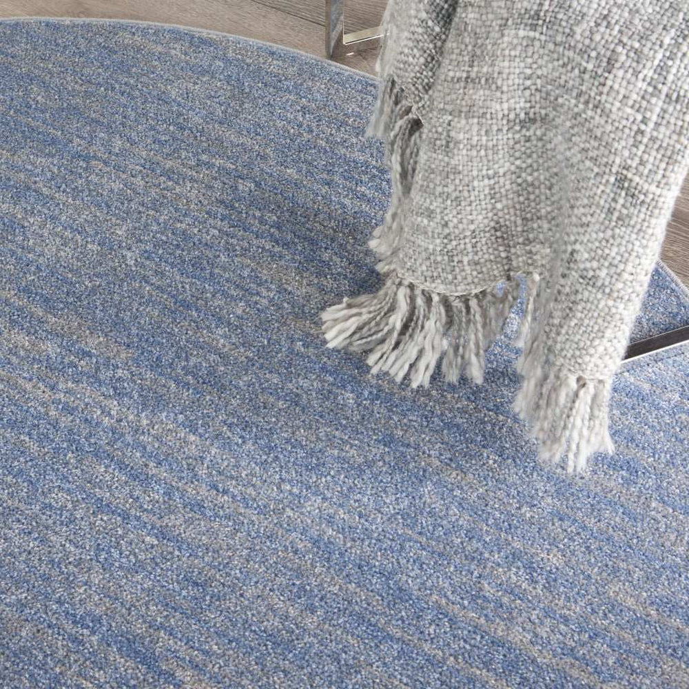 6' X 6' Blue And Grey Round Striped Non Skid Indoor Outdoor Area Rug - Homeroots - Flyclothing LLC