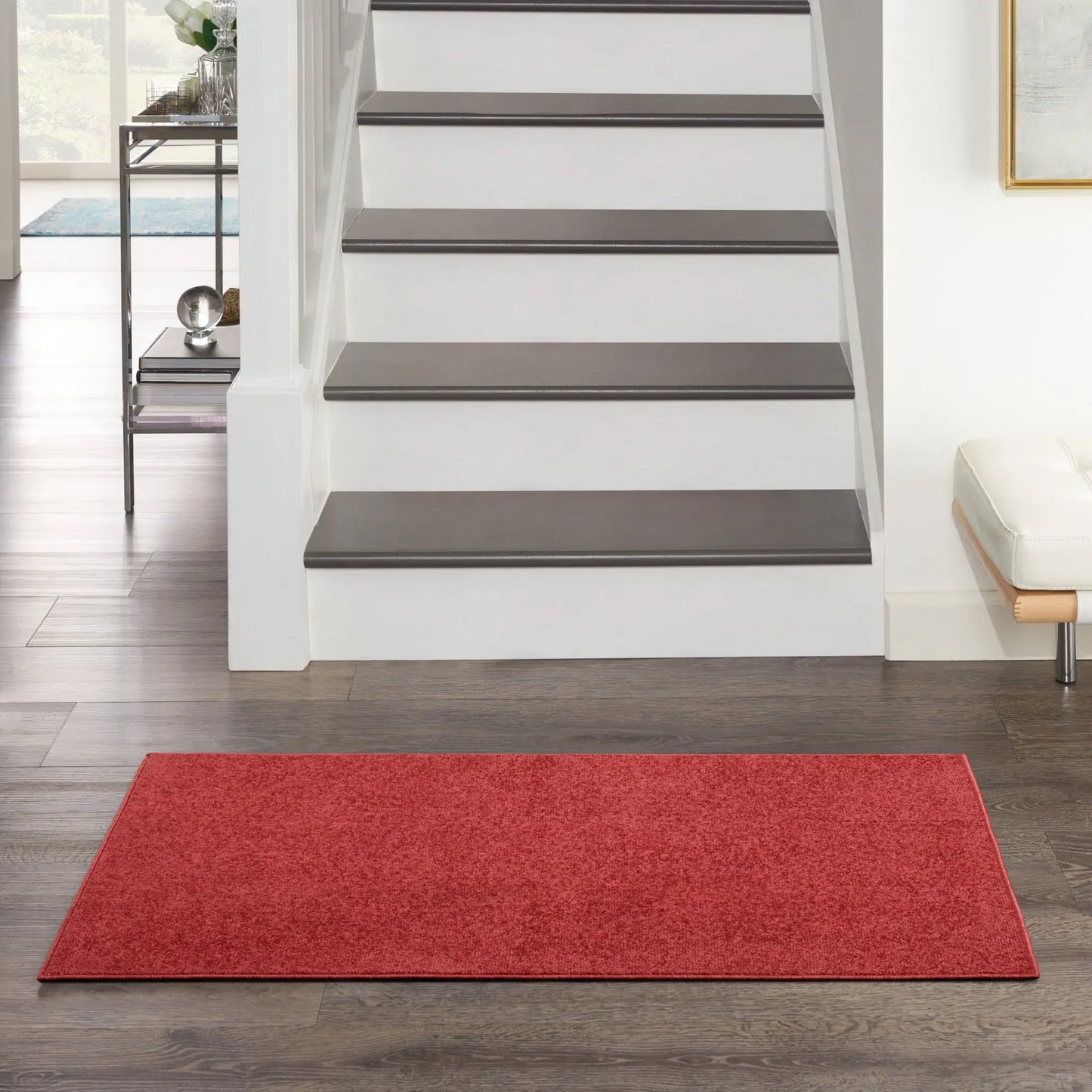 2' X 4' Brick Red Non Skid Indoor Outdoor Runner Rug - Homeroots - Flyclothing LLC