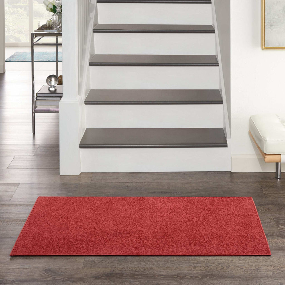 2' X 4' Brick Red Non Skid Indoor Outdoor Runner Rug - Homeroots - Flyclothing LLC