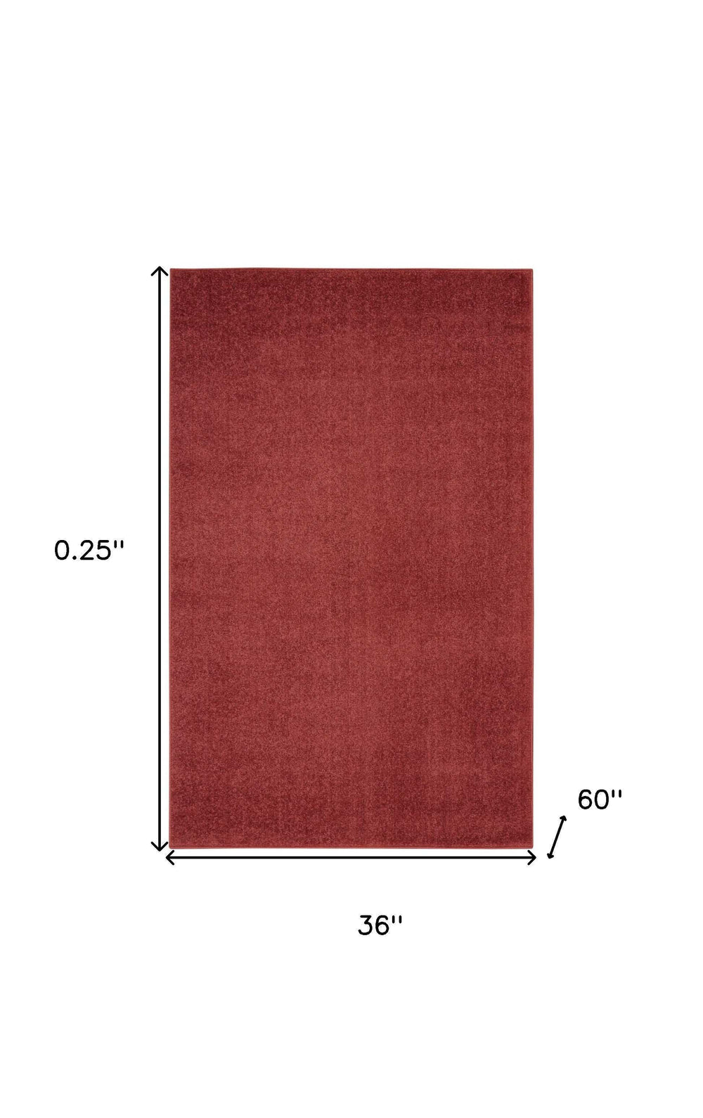 3' X 5' Brick Red Non Skid Indoor Outdoor Area Rug - Homeroots - Flyclothing LLC