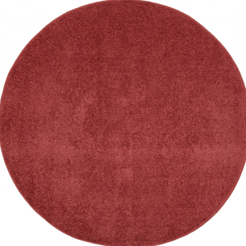 4' X 4' Brick Red Round Non Skid Indoor Outdoor Area Rug - Homeroots