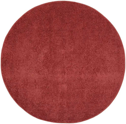 4' X 4' Brick Red Round Non Skid Indoor Outdoor Area Rug - Homeroots - Flyclothing LLC