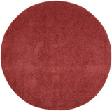 4' X 4' Brick Red Round Non Skid Indoor Outdoor Area Rug - Homeroots