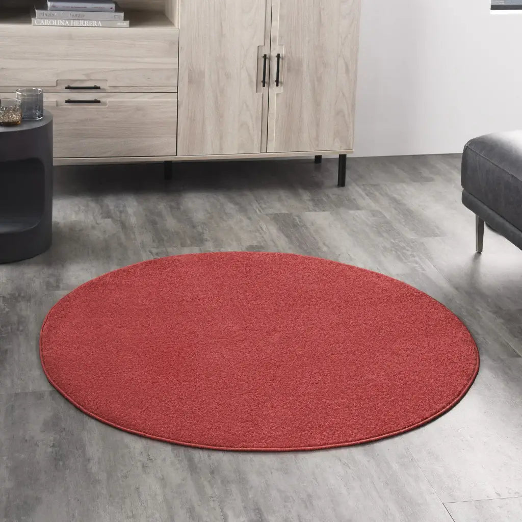 4' X 4' Brick Red Round Non Skid Indoor Outdoor Area Rug - Homeroots - Flyclothing LLC