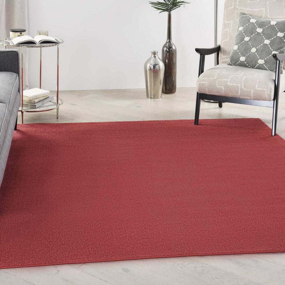 5' X 5' Brick Red Square Non Skid Indoor Outdoor Area Rug - Homeroots - Flyclothing LLC
