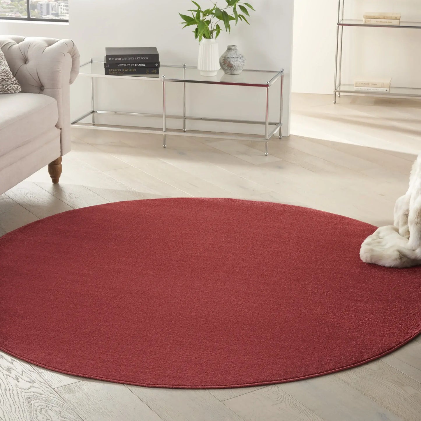 6' X 6' Brick Red Round Non Skid Indoor Outdoor Area Rug - Homeroots - Flyclothing LLC