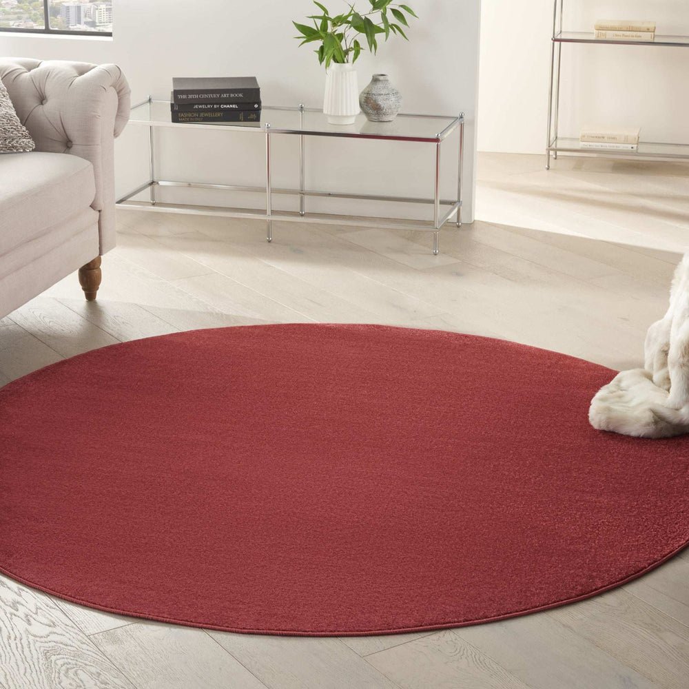 6' X 6' Brick Red Round Non Skid Indoor Outdoor Area Rug - Homeroots - Flyclothing LLC