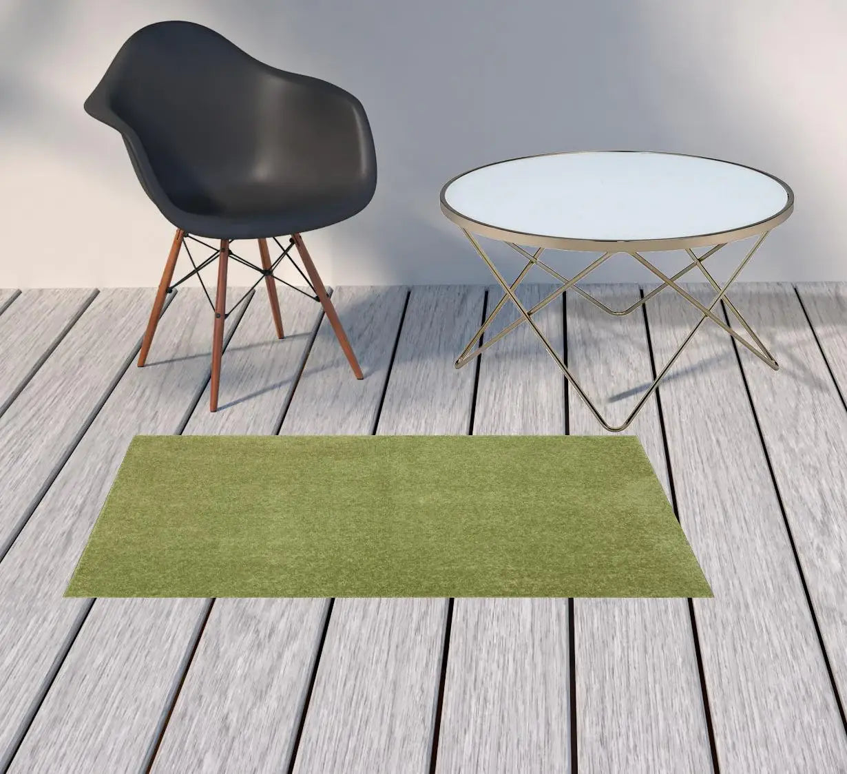 2' X 4' Green Non Skid Indoor Outdoor Runner Rug - Homeroots - Flyclothing LLC