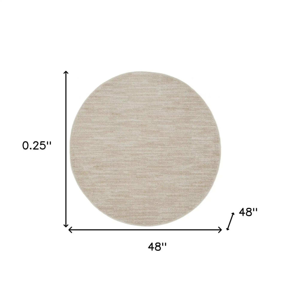 4' X 4' Ivory And Beige Round Non Skid Indoor Outdoor Area Rug - Homeroots - Flyclothing LLC
