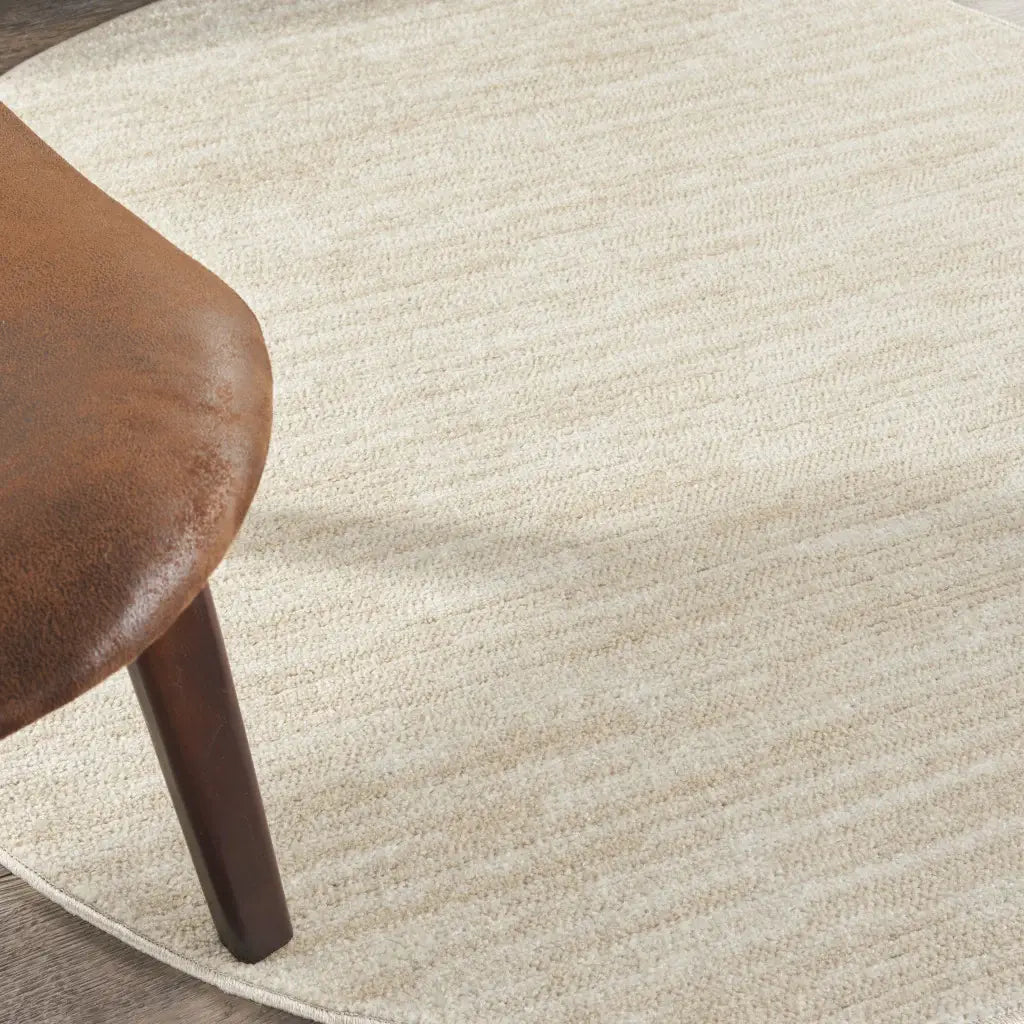 4' X 4' Ivory And Beige Round Non Skid Indoor Outdoor Area Rug - Homeroots - Flyclothing LLC