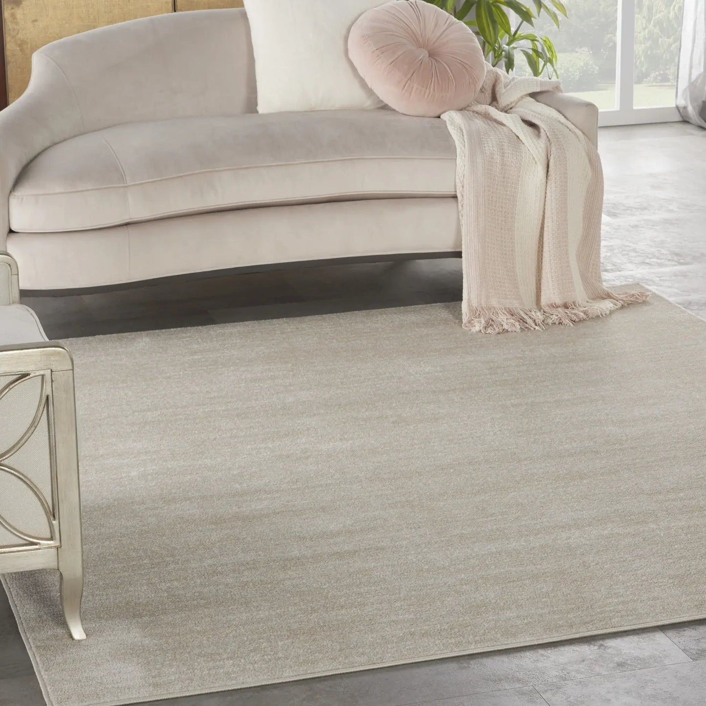 5' X 5' Ivory And Beige Square Non Skid Indoor Outdoor Area Rug - Homeroots - Flyclothing LLC
