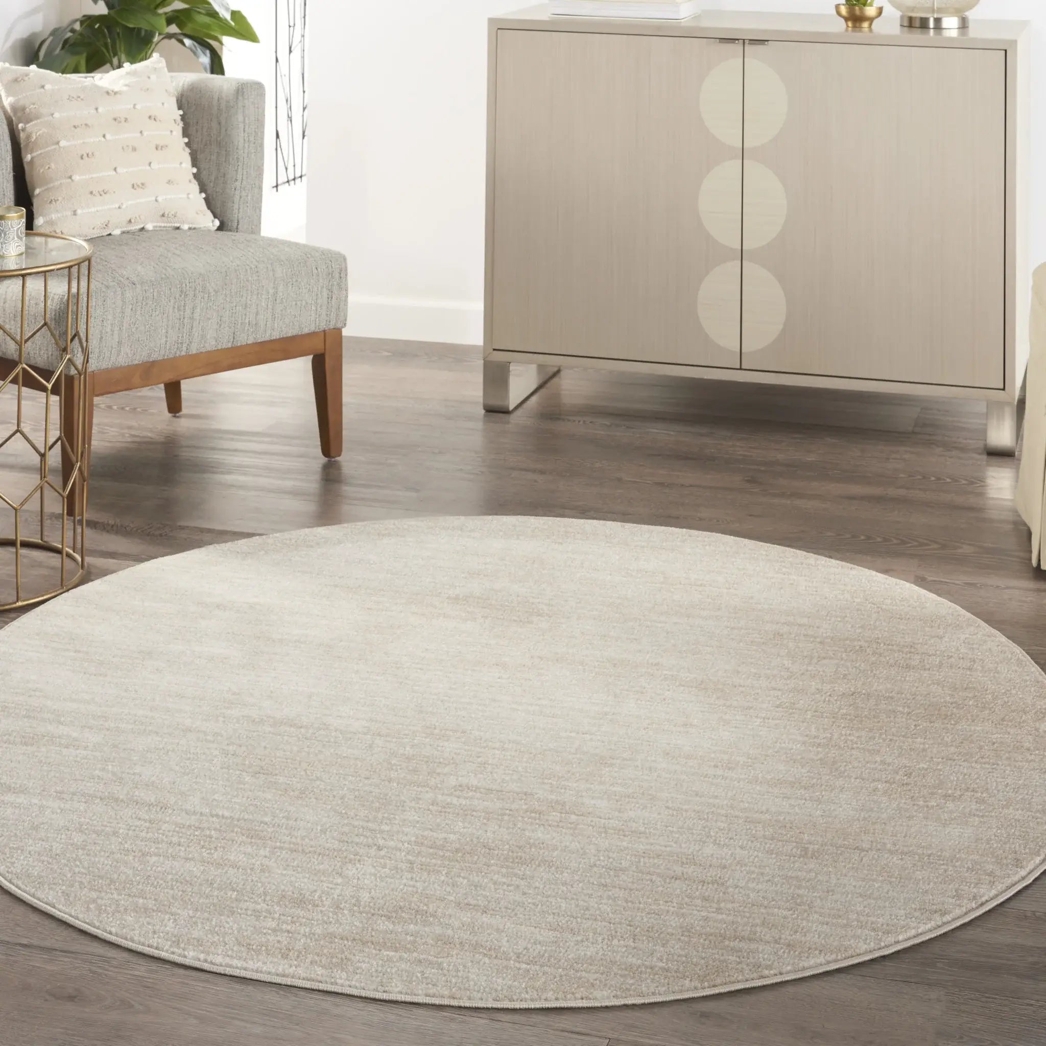 6' X 6' Ivory And Beige Round Non Skid Indoor Outdoor Area Rug - Homeroots - Flyclothing LLC