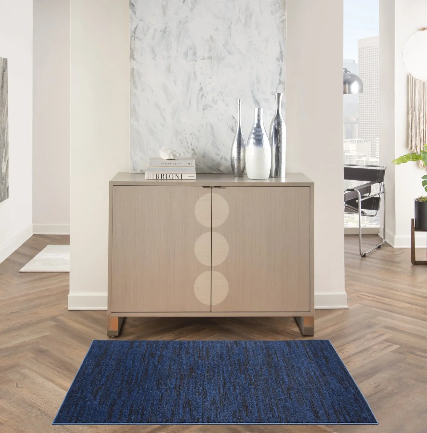 3' X 5' Midnight Blue Non Skid Indoor Outdoor Area Rug - Homeroots - Flyclothing LLC