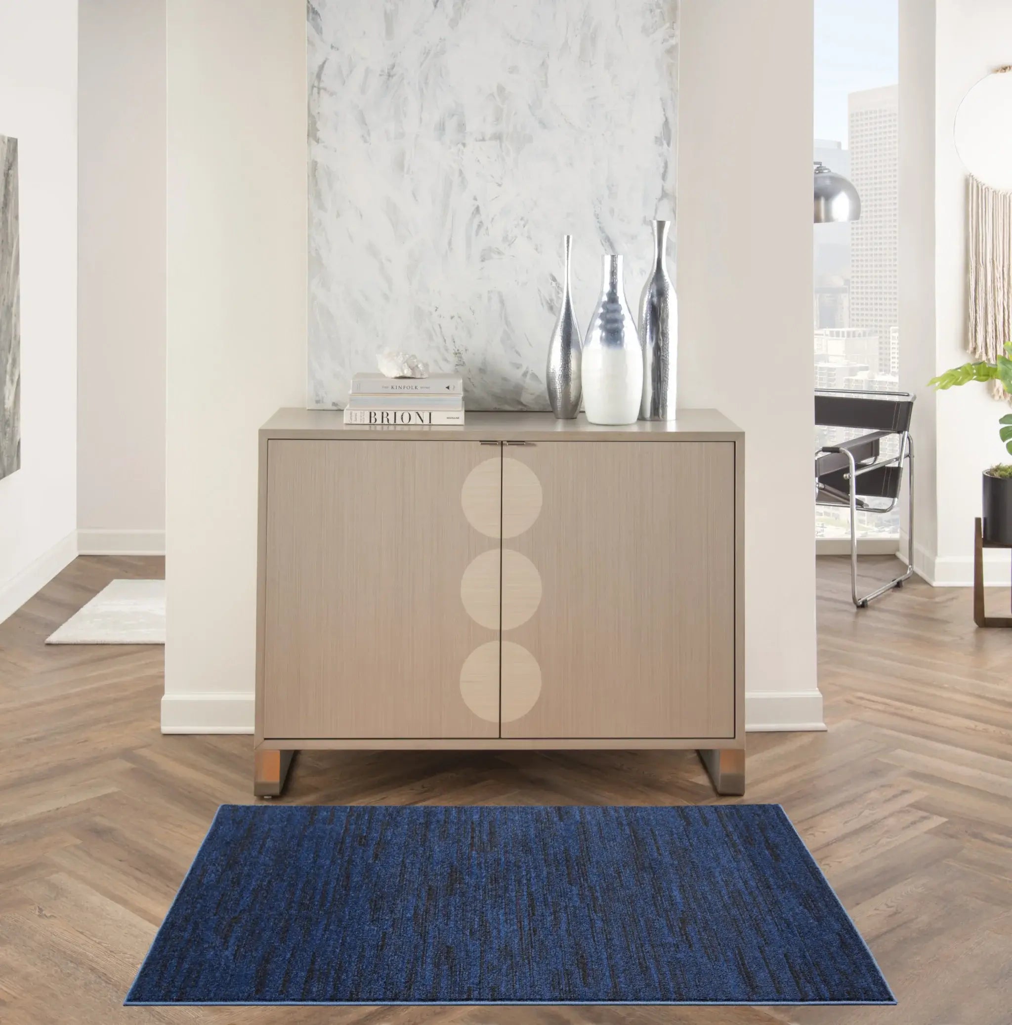 3' X 5' Midnight Blue Non Skid Indoor Outdoor Area Rug - Homeroots - Flyclothing LLC