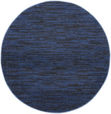 4' X 4' Midnight Blue Round Non Skid Indoor Outdoor Area Rug - Homeroots