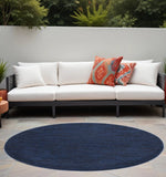 4' X 4' Midnight Blue Round Non Skid Indoor Outdoor Area Rug - Homeroots