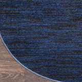 4' X 4' Midnight Blue Round Non Skid Indoor Outdoor Area Rug - Homeroots - Flyclothing LLC