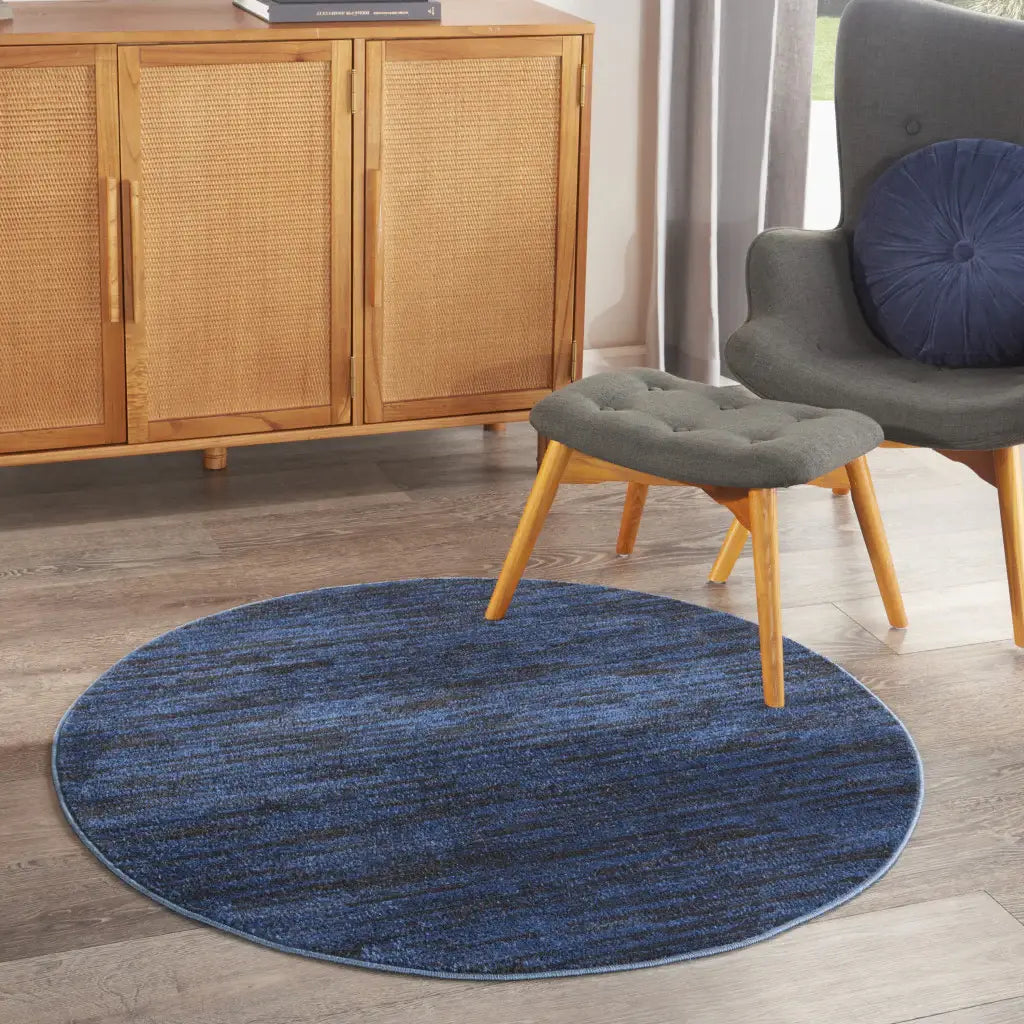 4' X 4' Midnight Blue Round Non Skid Indoor Outdoor Area Rug - Homeroots - Flyclothing LLC