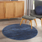 4' X 4' Midnight Blue Round Non Skid Indoor Outdoor Area Rug - Homeroots - Flyclothing LLC